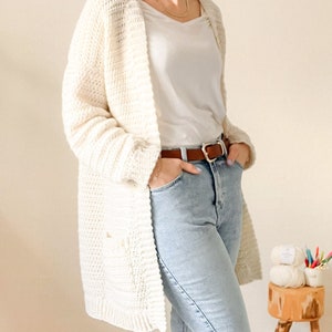 Crochet Pattern PDF / Easy Cardigan from Rectangles, Beginner Sweater, Crochet Cardigan with Pockets, Oversized Crochet Sweater Pattern image 2