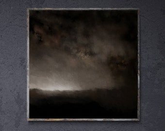 Dark Abstract Landscape Art Print: Moody Gothic Painting (Digital Download)