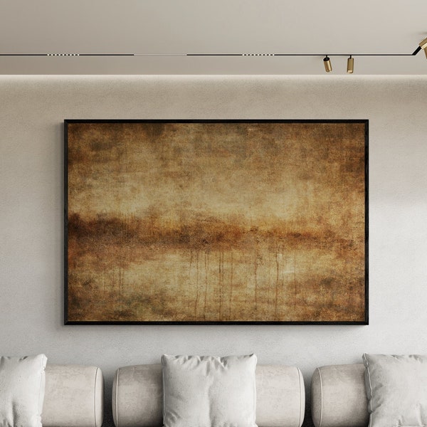 Distressed Minimalist Abstract Landscape Painting, Modern Grunge Instant Digital Download DIY Abstract Art Print