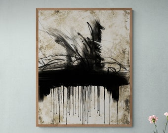 Neutral Color Abstract Painting Printable Art, Bold Expressive Abstract Wall Art Instant Download