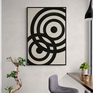Black and Off White Geometric Abstract Printable Art, Modern Minimalist DIY Art Print, Instant Digital Download Art