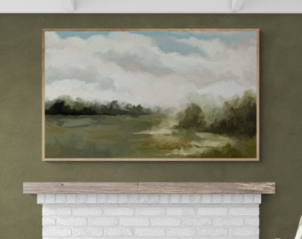 Large Abstract Landscape Art Print, Horizontal Farmhouse Wall Decor, Digital Download Modern Abstract Printable Art