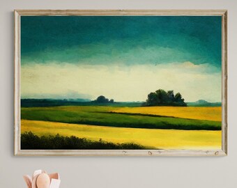 Horizontale Aquarell abstrakte Landschaft, moderne Bauernhaus digitaler Download DIY druckbare Kunst