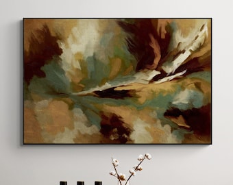 Horizontal Abstract Landscape Painting: Expressive Modern Wall Art (Digital Download)