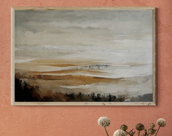 Large Neutral Abstract Landscape Art Print: Modern Minimalist Decor (Digital Download)