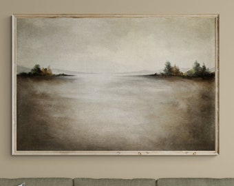 Large Abstract Landscape Painting: Moody Marsh Art (Digital Download)