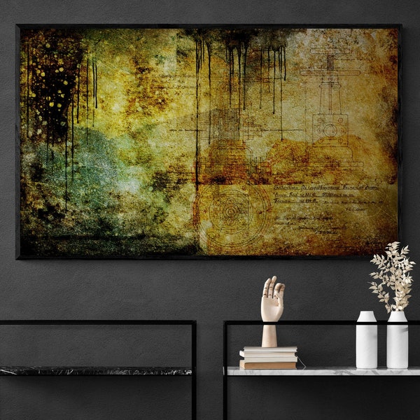 Large Industrial Abstract Painting, Contemporary Modern Art Instant Digital Download