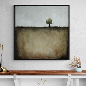Large Square Abstract Landscape Printable Art, Minimalist Modern Art Landscape Painting