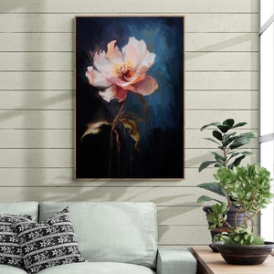 Large Vertical Abstract Floral Painting | Modern Abstract Pink Flower Art Print | Digital Download Printable Art