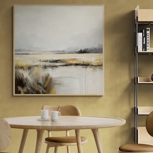 Square Abstract Landscape Art Print | Minimalist Modern Abstract Art | Instant Download Abstract Lake Printable Art