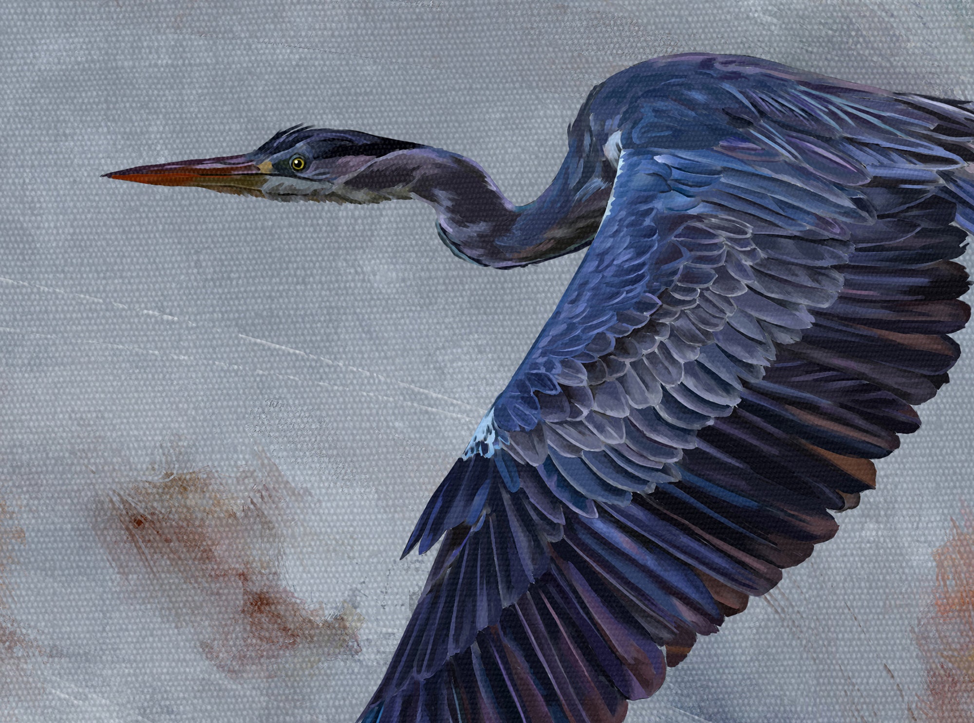 Large Abstract Realism Wall Art Blue Heron Bird Art - Etsy