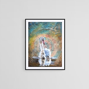 Swan Abstract Realism Painting, Bird Art Print, Serenity Abstract Art, Shawn Conn Art Instant Download