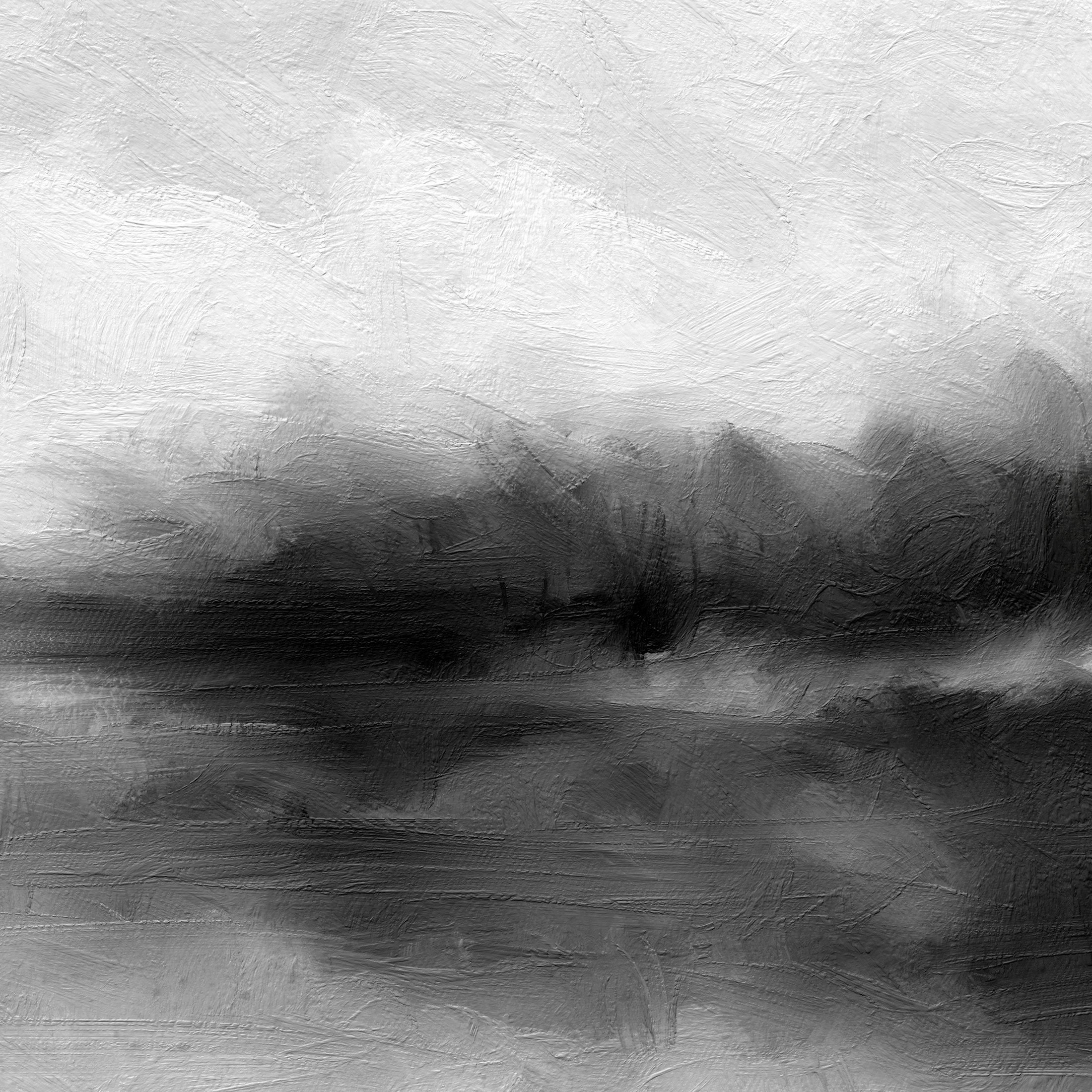 Horizontal Abstract Landscape Painting Black and White Modern Etsy