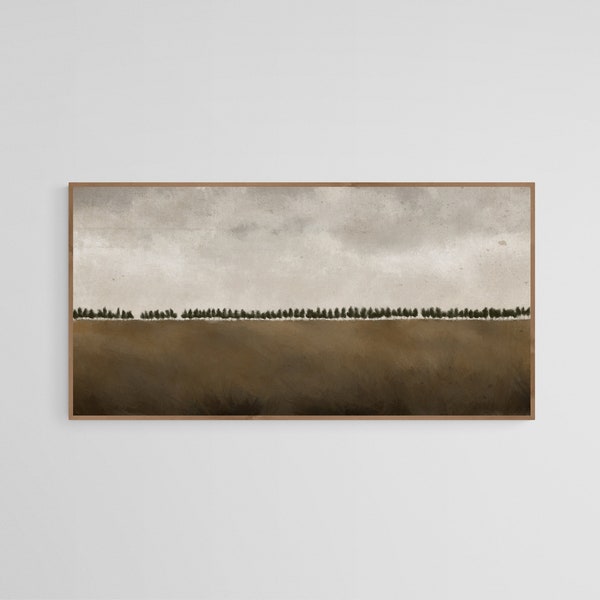 Large Abstract Landscape Art Print, Neutral Color Oversized Abstract Painting, Farmhouse Wall Art Instant Download