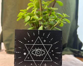 All Seeing Eye planter, mystical planter, zodiac sign succulent , witchy home decor, Small Indoor 4 in planter