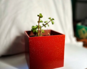 あらゆる種類の植物用の大型植木鉢（赤から薄赤） - 直径8インチ×高さ7