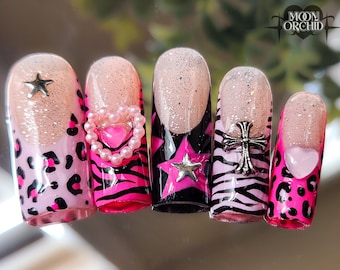 Y2K BABY | Press on Nails | Retro Nails | Pink Press on Nails