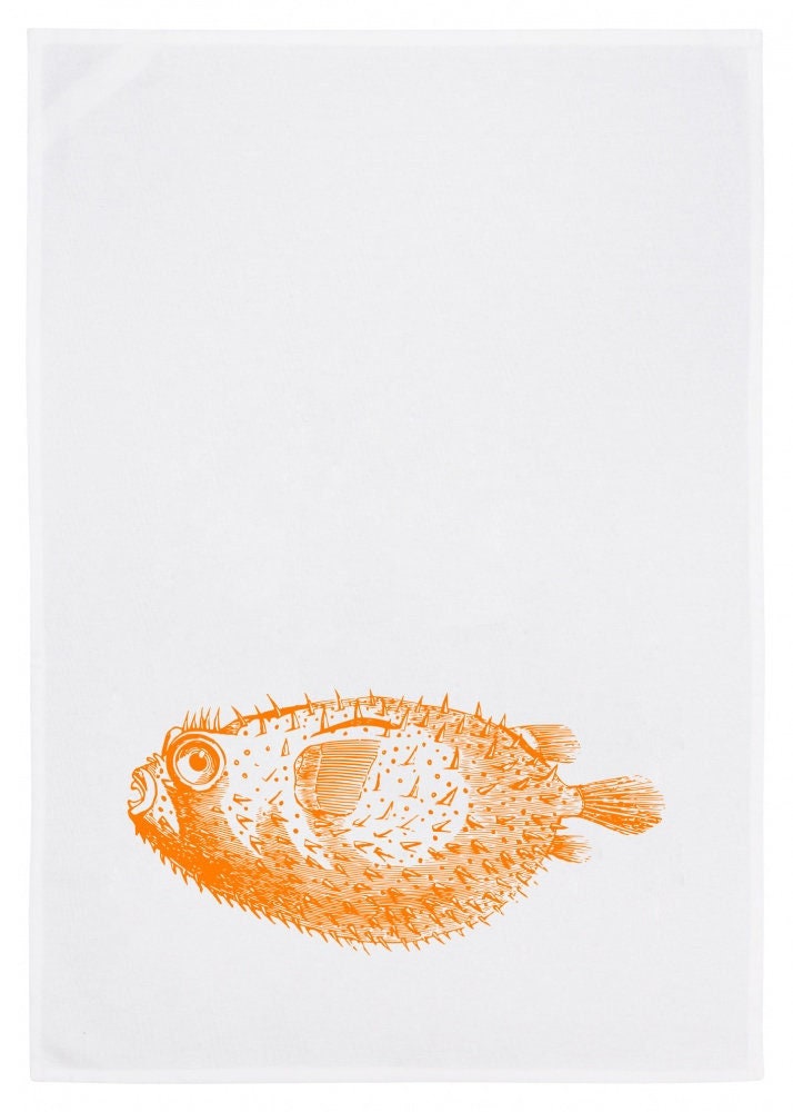 Torchon Blanc, Poisson-Globe, Orange Fluo