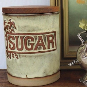 Tremar pottery sugar canister: vintage Cornwall pottery, farmhouse or country cottage style