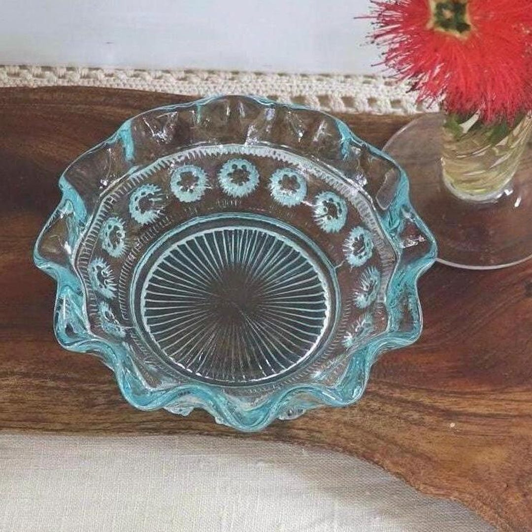 Prunt Art Deco-style Turquoise Glass Bowl: English George Davidson Blackberry ...