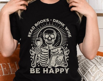 Read Books and Be Happy Tshirt, Funny Bookish Shirt, Book Lover Bookworm BookTok Romance Reader Book Addict Romantasy Bibliophile, Book Club