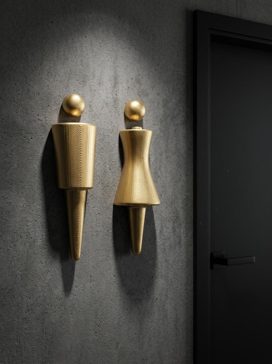 Wc Sign Classy Elegant 3D Printed WC Sign - Modern Minimalist Restroom Door Decor - Etsy