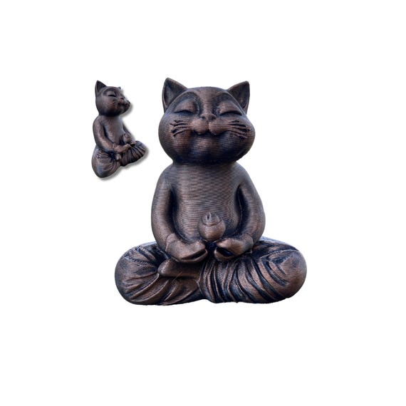 Hand-painted Meditating Cat Figurine: Zen Desk Decor, Yoga Gift - Etsy