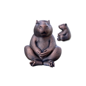 Meditating Capybara Figurine – Hand Painted Statue, Cute Zen Capybara Desk Decor, Relaxing Animal Sculpture, Unique Gift for Capybara Lovers