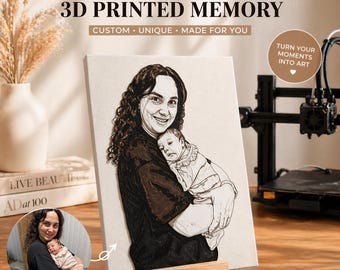 Custom 3D Portrait Plaque | Personalized Relief Art Memory (146x200mm)
