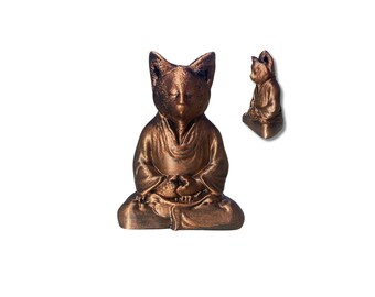 Hand-Painted Buddha Fox Figurine: 3D Printed Zen Decor