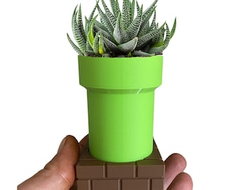 Mario-Inspired Pipe Planter, 3D Printed Geek Decor, 8cm