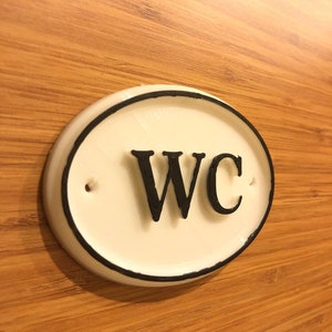 Elegant 3D Printed PLA Plastic French Style Toilet Door Plaque - Vintage Antique Style Loo Bathroom Water Closet Old Sign White & Black