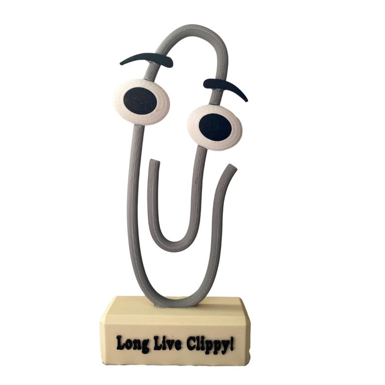Clippy Decor, Retro Desk Decor, Microsoft Icon, Tech Gift, Office Nostalgia, Clippy Figure, Paperclip Decor, Tech Office Decor, Geek Desk, Retro Office, Clippy Stand, Unique Gift, Office Humor