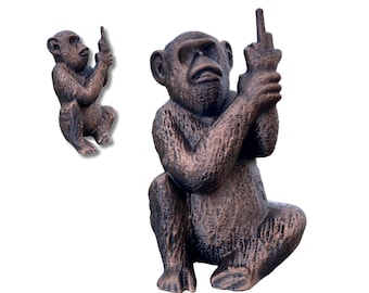 Funny Monkey Middle Finger Figurine: Hand-Painted PLA Desk Decor