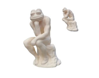 Thinking Pepe Figurine – Unique 3D Printed PLA Meme Decor for Desk, Shelf, or Gift
