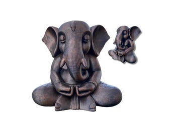 Hand-Painted Meditating Elephant Figurine: Zen Desk Decor