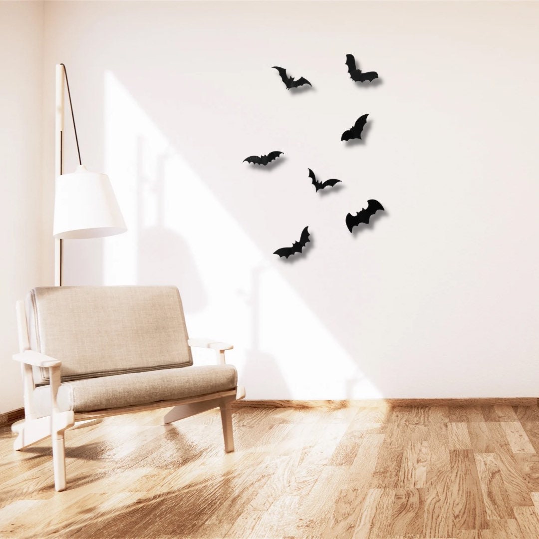 7 Sets of Curved 3d Bat Halloween Wall Decor Curved Bats Etsy