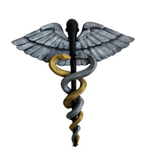 3D Printed Caduceus Wall Decor: Doctor Gift, Medical Art (23 x 25 cm)