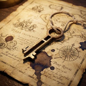 Davy Jones Inspired Key Replica, Hand-Painted Pirate Prop, Collector Display, Cosplay Accessory