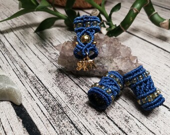 Macrame dread beads dread jewelry single piece elephant set of 3 10 + 11 mm jeans blue gold
