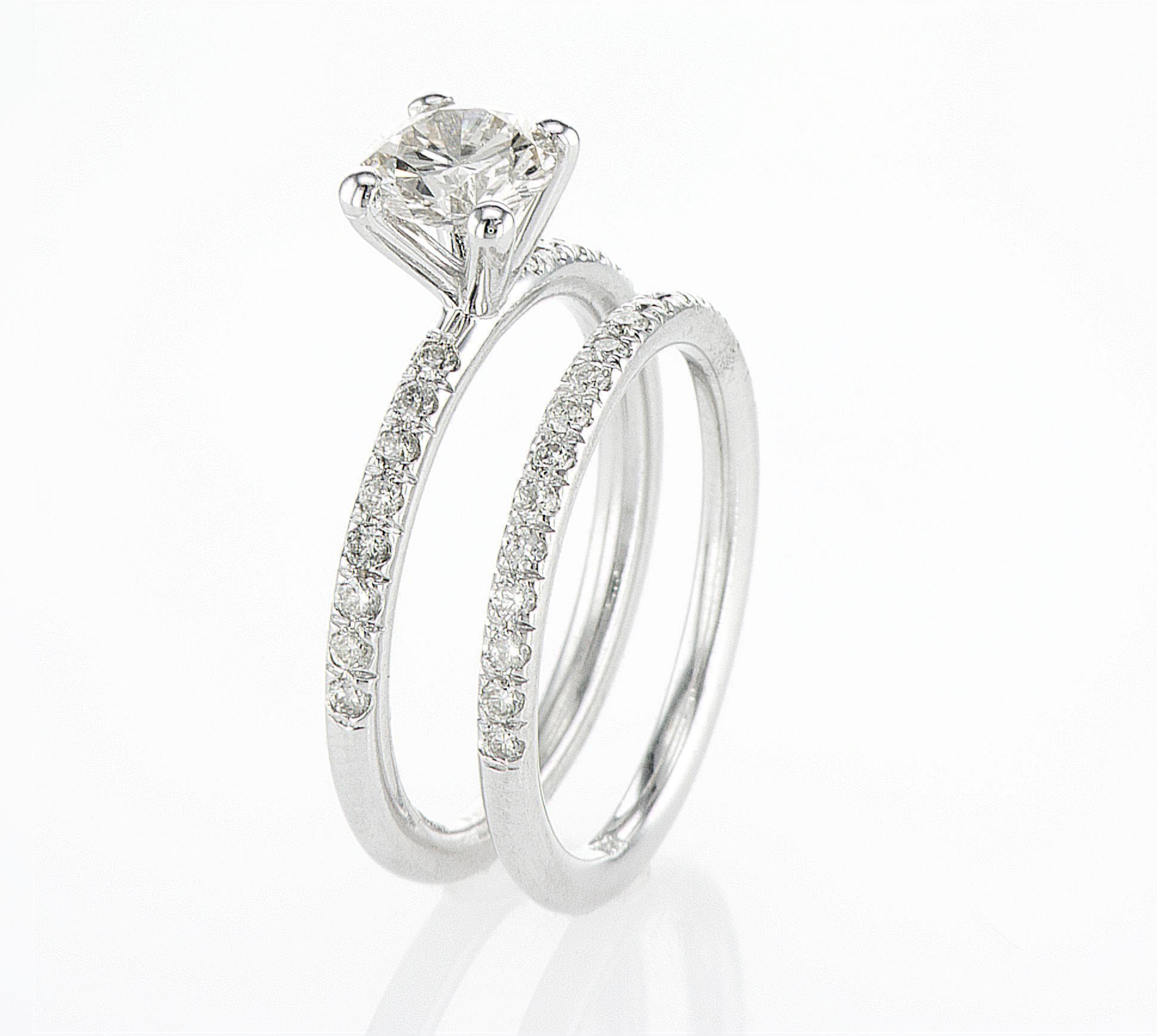 Diamond Engagement Ring 0.87 Carat Central Diamond, Set 2