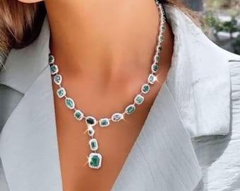 Emerald Necklace and Pendant Set Natural Emerald and Diamonds