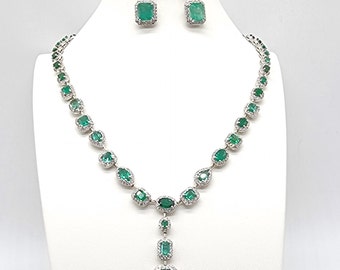 Emerald Necklace and Pendant Set Natural Emerald and Diamonds
