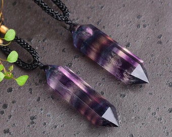 Natural Gemstone Crystal Purple Blue Fluorite Flat Round Donut Pendant Medium Natural Gemstone Crystal Purple Blue Fluorite Flat Round Donut Pendant Medium