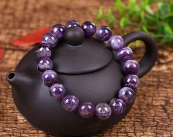 Chevron Amethyst Bracelet-Natural Purple Gemstone Healing Balance Bracelet-Meditation Grounding Calming Spiritual Protection Bracelet