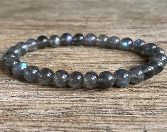 Australian Made Men's 10mm Natural Labradorite Beaded Stretchy Bracelet Australian Made Men's 10mm Natural Labradorite Beaded Stretchy Bracelet
