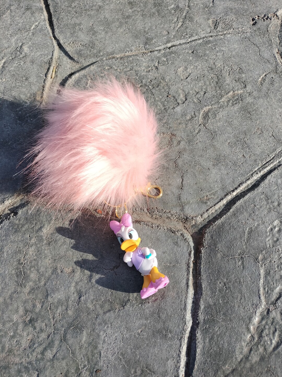 Ms Duck Pink Puffball Keychain Etsy