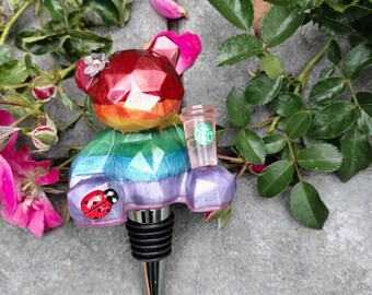 PRIDE Rainbow Bear Bottle Topper with drink