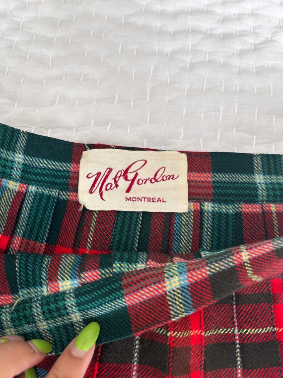 1960’s Vintage Nat Gordon 100% Wool Green & Red T… - image 7