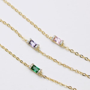 Emerald Gemstone Necklace • Green Pendant Necklace • Dainty Emerald Birthstone Jewelry • Girlfriend Gift • Bridesmaid Jewelry